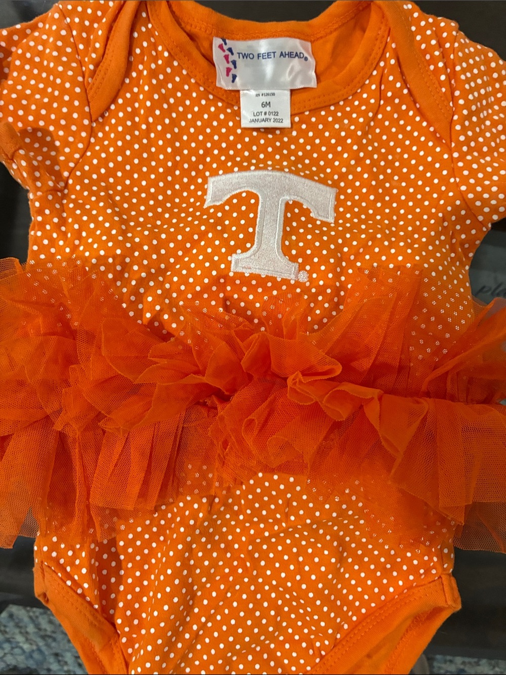Two Feet Ahead Orange Polka Dot Baby Tutu Costume Onesie